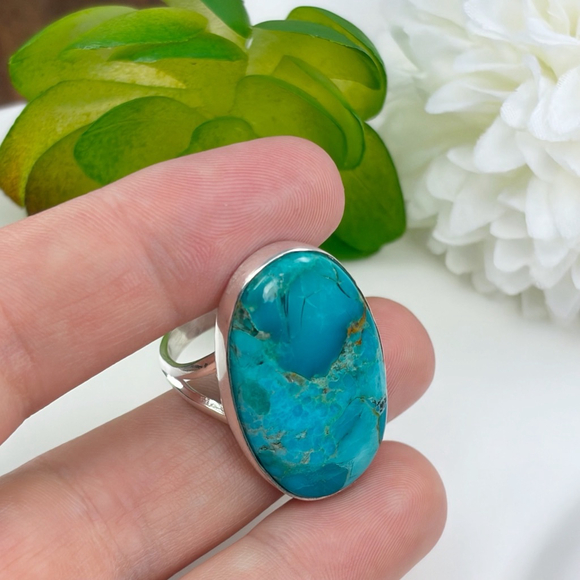 Mohave Turquoise Ring Size 8.75 8 3/4 Boho Southwest Handmade New 925 - Picture 4 of 7